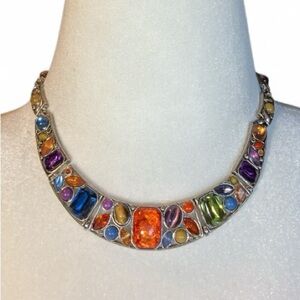Multistone Brights Bejeweled Collar Dopamine Dressing Whimsy Fun Cute